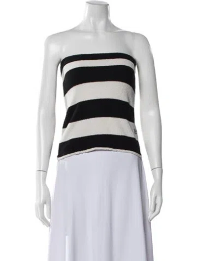 Pre-owned Dé Rococo Striped Strapless Crop Top In White
