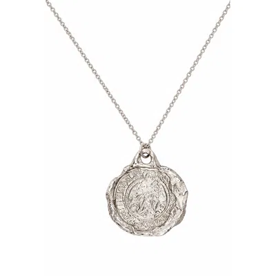 De Roms Women's Large Molten Solstice Medallion Necklace - Silver