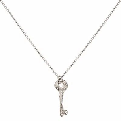 De Roms Women's The Unfolding Molten Large Key Necklace - Silver