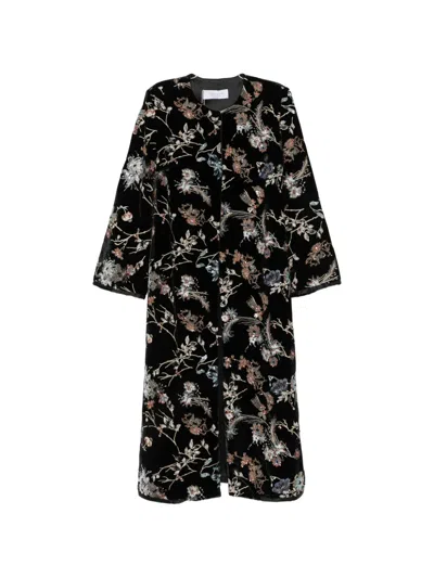 De Santis Floral-embroidered Sequin-embellished Coat In Multi