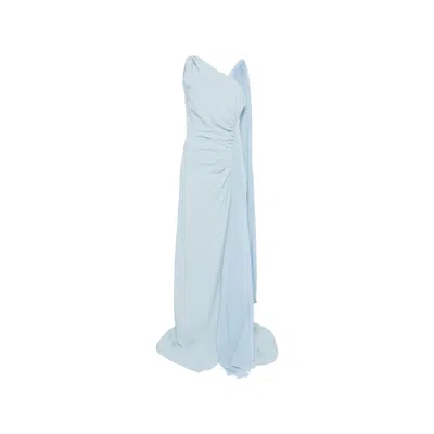 De Santis Gathered One-shoulder Dress In Blue