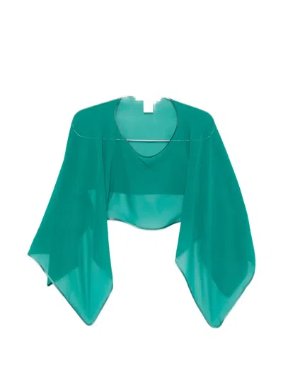 De Santis Green Silk Cape In Pattern