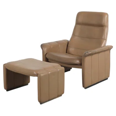 Pre-owned De Sede Ds 50 Natural Leather Recliner And Ottoman, 1980s In Brown