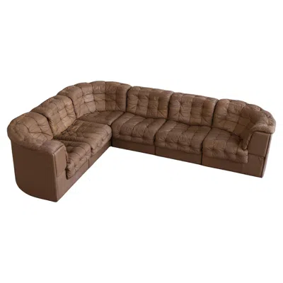 Pre-owned De Sede "ds-11" Modular Sofa, Natural Leather, 1970, Set Of 6 In Brown