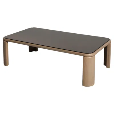 Pre-owned De Sede Ds47 Tan Leather And Smoked Mirror Glass Coffee Table In Brown