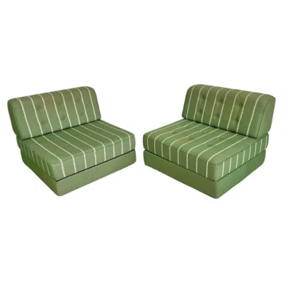 Pre-owned De Sede Pair Of Mid Century German Modular Lounge Chairs Sofa And Fold Out Bed In Gray