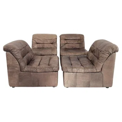 Pre-owned De Sede Set Of 4 Mid Century Modern German Brown Leather Space Age Lounge Chairs Patina