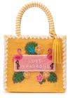 De Siena Bead-embellished Woven Top Handle Bag