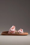 De Siena Beaded Slide Sandals In Pink