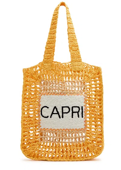 De Siena Capri Crochet Tote In Yellow