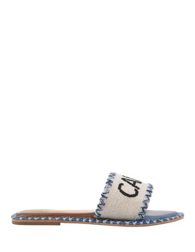 De Siena Capri Low Sandals In Deep Blue-off White