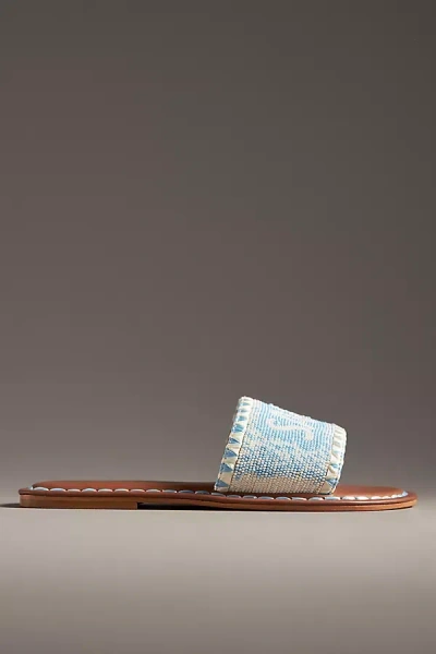 De Siena Destination Beaded Slide Sandals In Blue