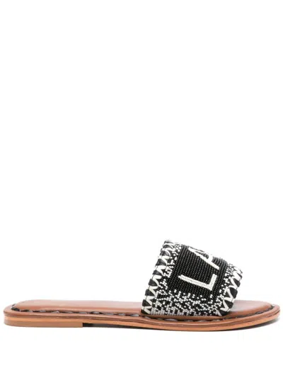 De Siena Lake Como Beads Flat Sandals In Black