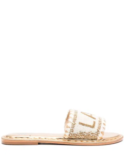 De Siena Lake Como Beads Flat Sandals In Gold