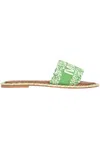De Siena Woman Sandals Green Size 10 Textile Fibers In Emerald Green
