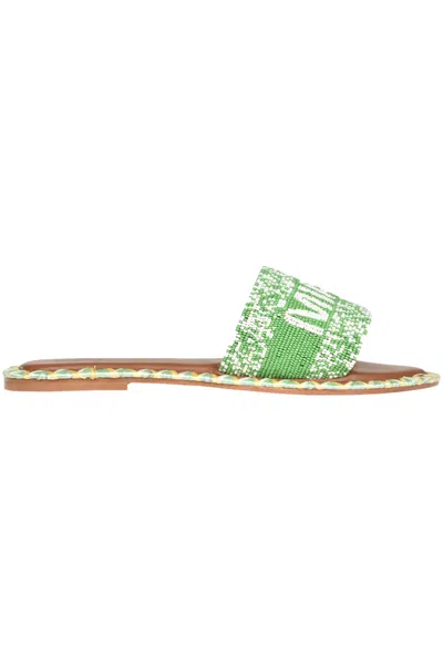 De Siena Woman Sandals Green Size 10 Textile Fibers In Emerald Green
