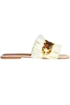 De Siena Sabaudia Raffia Slides In Cream