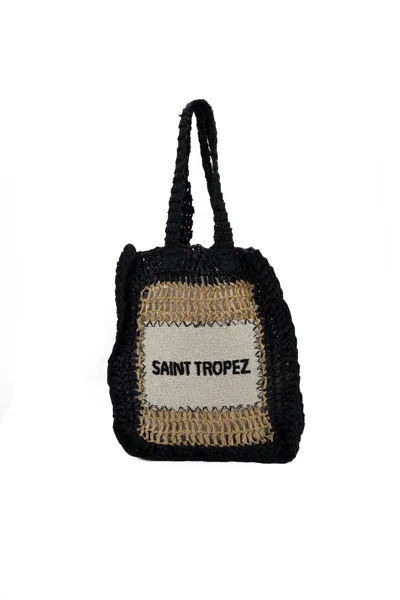 De Siena Saint Tropez Black Bag In Natural Black
