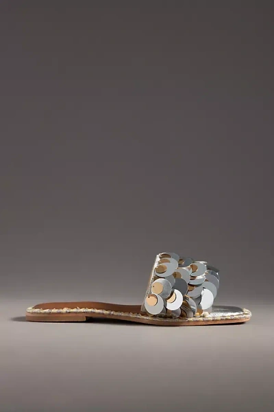 De Siena Sequin Metallic Slide Sandals