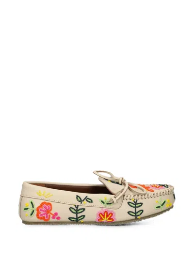 De Siena Shoes Arianna Bead-embellished Leather Loafers In Blue