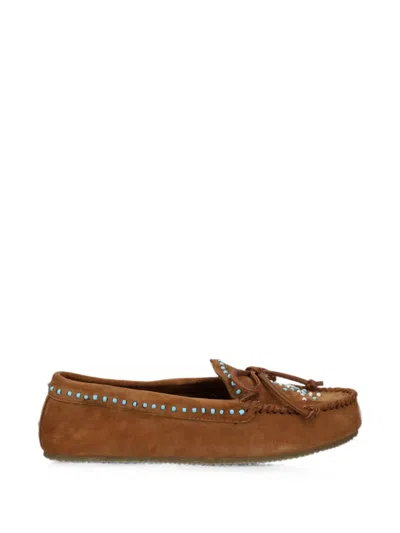 De Siena Shoes Ase Bead-embellished Suede Loafers In Animal Print