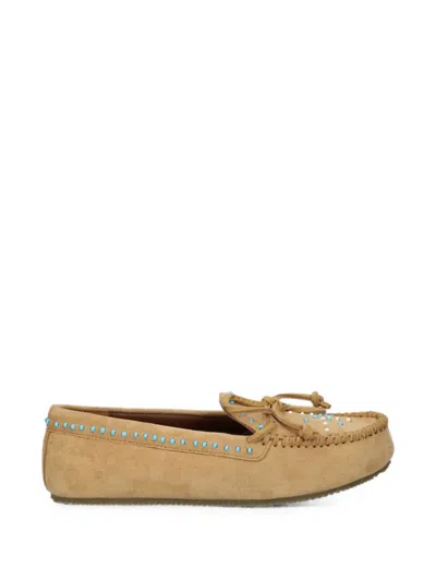 De Siena Shoes Bead-embellished Leather Loafers In Multi