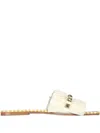 De Siena Shoes Fringed Studded Sandals In Neutral