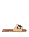 De Siena Capri Low Sandals In Natural-black In Beige