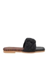 De Siena Woman Sandals Black Size 8 Natural Raffia