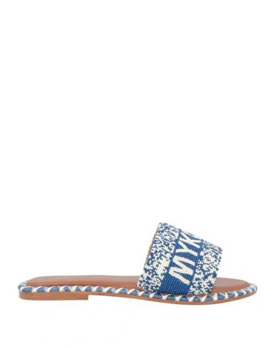 De Siena Woman Sandals Blue Size 10 Textile Fibers