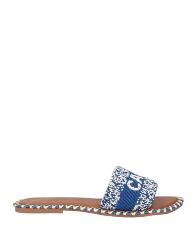 De Siena Woman Sandals Blue Size 11 Textile Fibers