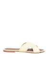 De Siena Woman Sandals Cream Size 8 Textile Fibers In Neutral