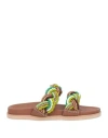 De Siena Woman Sandals Green Size 8 Textile Fibers
