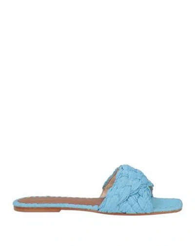 De Siena Woman Sandals Light Blue Size 9 Textile Fibers