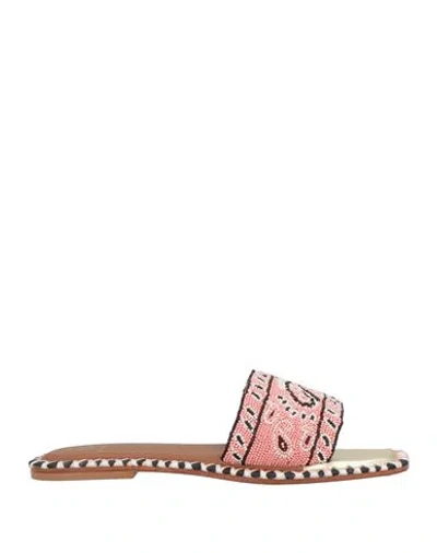 De Siena Woman Sandals Pink Size 9 Textile Fibers, Leather In Brown