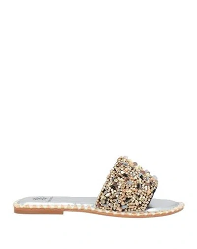 De Siena Woman Sandals Platinum Size 6 Textile Fibers In Multi