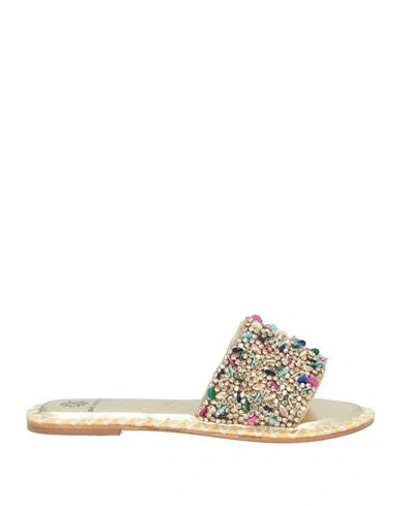 De Siena Woman Sandals Platinum Size 7 Textile Fibers In Grey