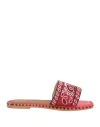 De Siena Woman Sandals Red Size 7 Textile Fibers, Leather