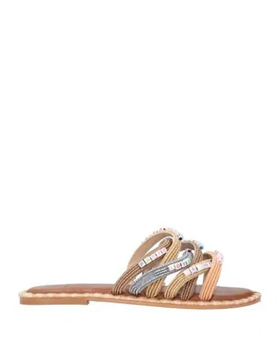 De Siena Woman Sandals Sand Size 8 Textile Fibers In Brown
