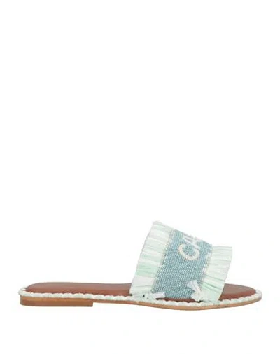 De Siena Woman Sandals Sky Blue Size 8 Natural Raffia
