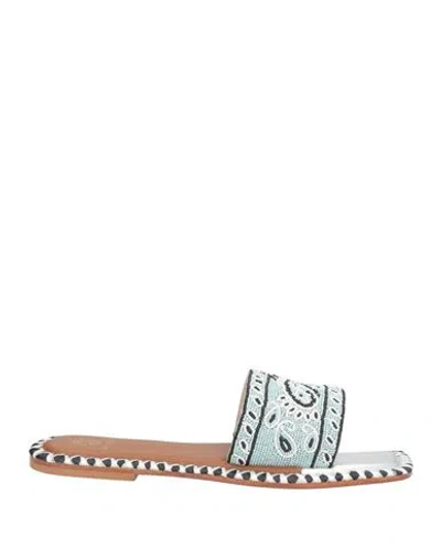 De Siena Woman Sandals Turquoise Size 10 Textile Fibers, Leather