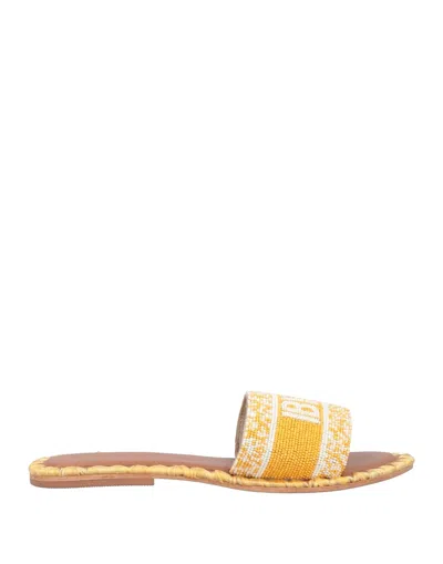 De Siena Woman Sandals Yellow Size 8 Textile Fibers