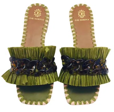 De Siena Women's Sabaudia Raffia Flat Sandals In Green