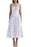De Vave Floral Print Smocked Midi Dress In Multi In Purple