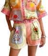 De Vave Patchwork Print Short Sleeve Shirt And Shorts Set In Multi In Multi