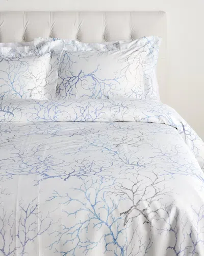 Dea Italian Linens 300 Thread Count Capalbio Print Duvet Set In White
