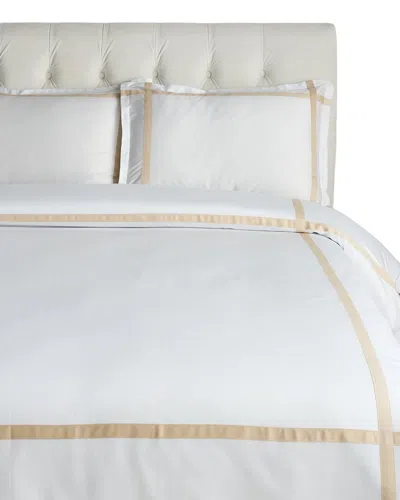 Dea Italian Linens 300 Thread Count Carlo Raso Crossing Duvet Set In White