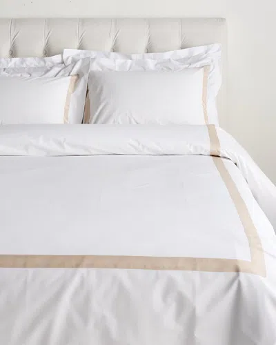 Dea Italian Linens Raso Band On Bella Percale Duvet Set In White