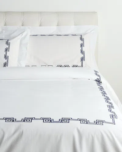 Dea Italian Linens Sinfonia Toscana Greek Embroidered Duvet Set In White