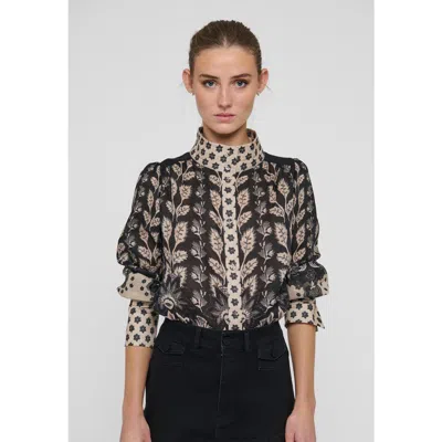 Dea Kudibal Ameliedea Mandarin Collar Linen Blouse In Black